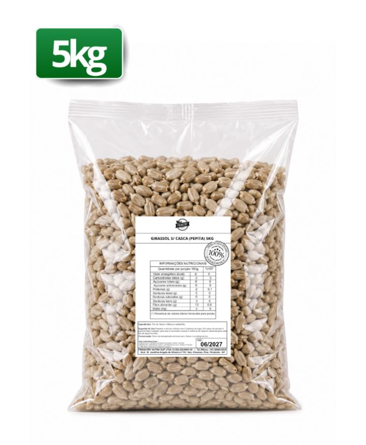 GIRASSOL SEMENTE CRUA (PEPITA) 5KG -PRONUTRY