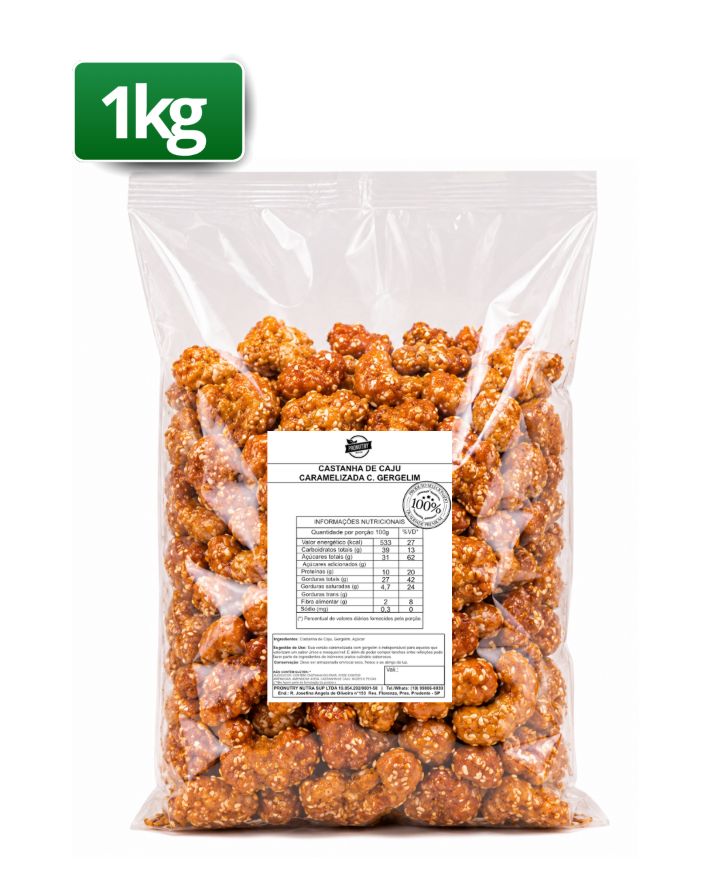 CASTANHA DE CAJU CARAMELIZADA C/ GERGELIM 1KG - PRONUTRY