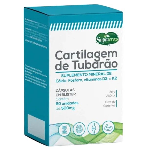 CARTILAGEM DE TUBARÃO BLISTER - 60 CAPS 500MG (SUPRA ERVAS)