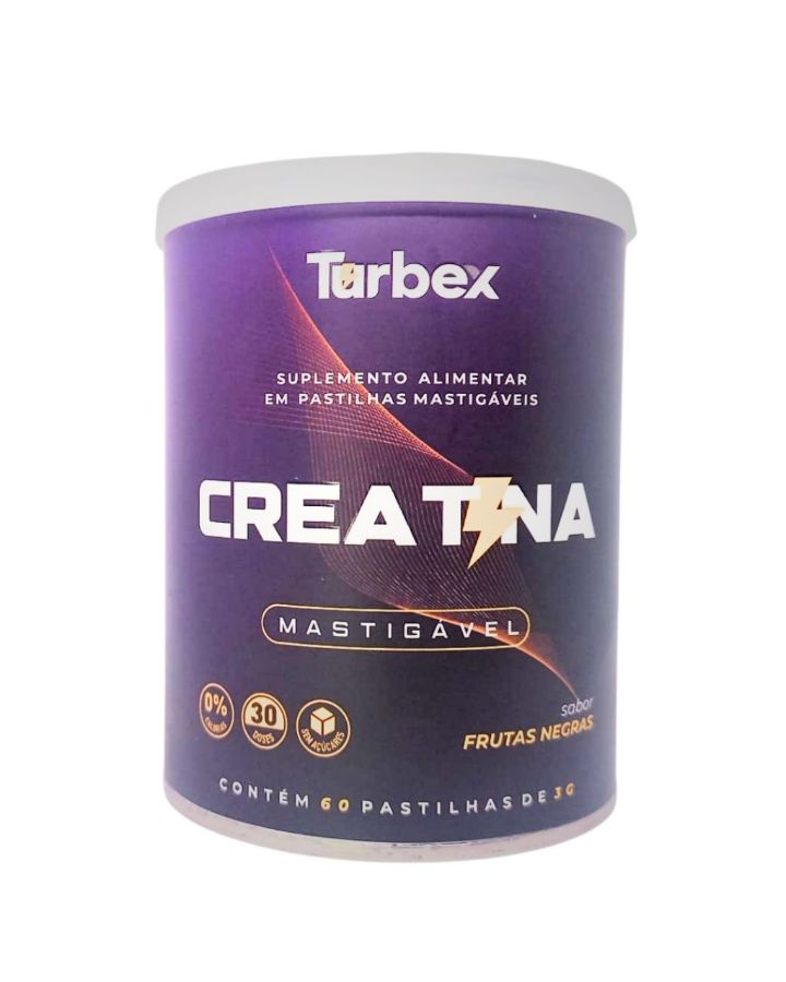 CREATINA PASTILHAS MASTIGÁVEIS FRUTAS NEGRAS 60 UNID DE 3G - TURBEX