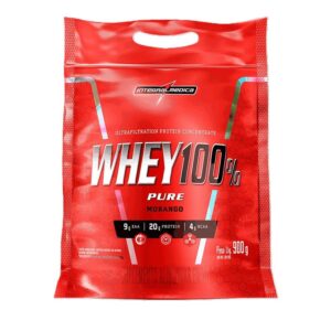 WHEY PROTEIN 100% POUCH MORANGO 900g - INTEGRALMEDICA