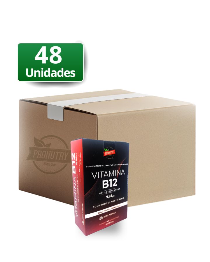 VITAMINA MASTIGÁVEL B12 SABOR FRUTAS VERMELHAS - 60comp - PRONUTRY (PACK 48UNID com DESCONTO)
